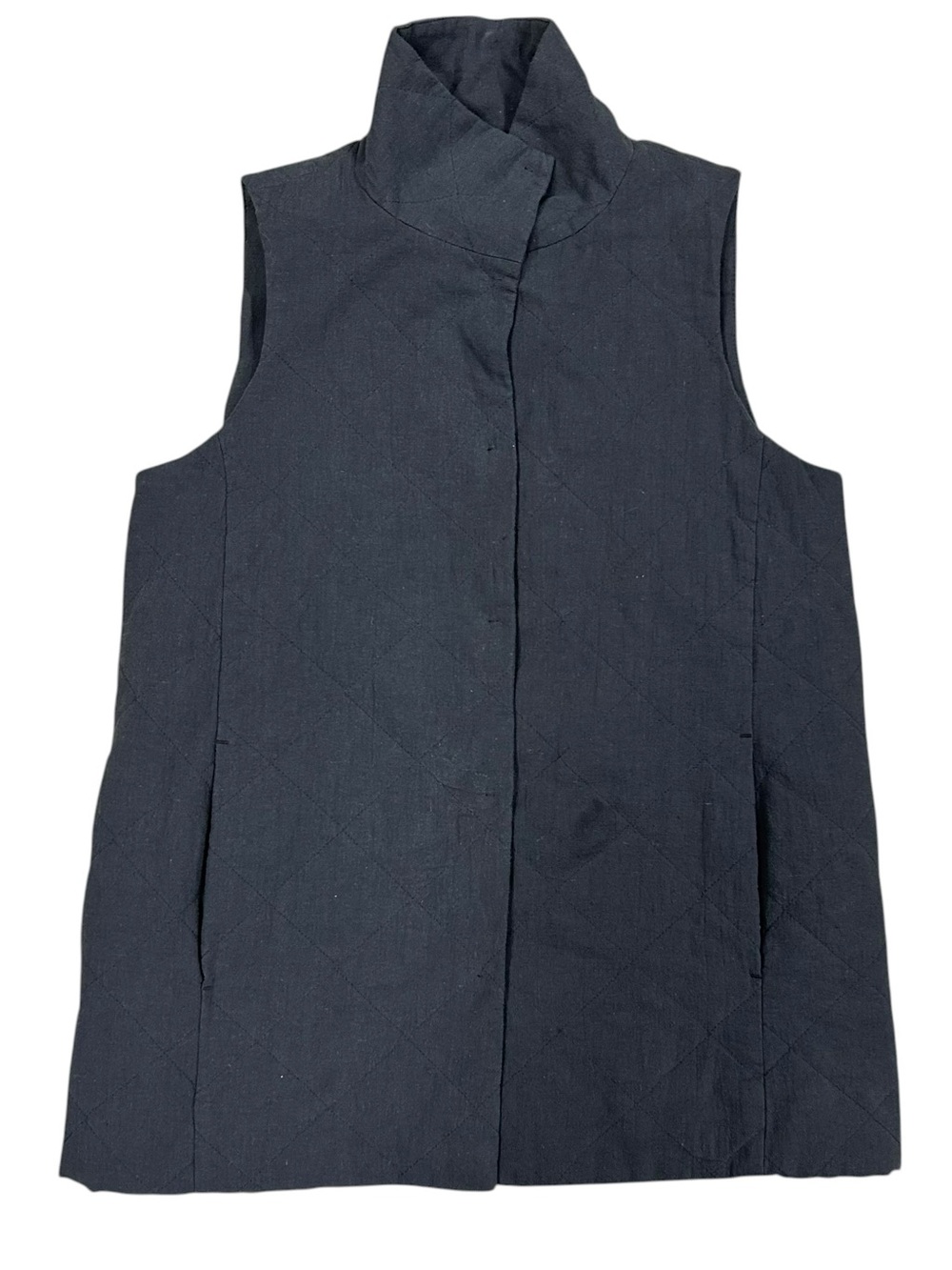 Eileen Fisher Womens XXS Gray Organic Linen Cotton Blend Vest‎